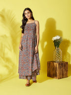 InWeave Women's Maroon Kalamkari Strappy Set | Grocsy