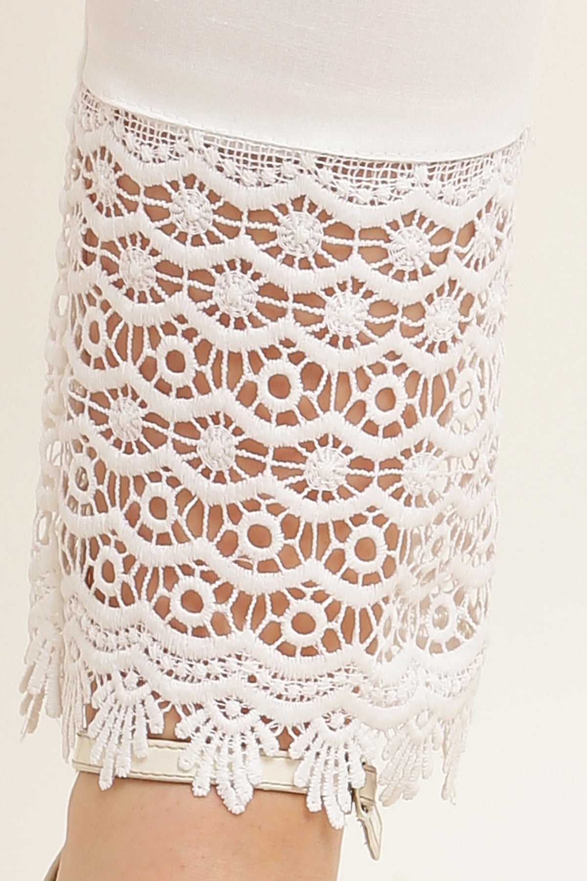 PAVONINE White Color Dot Kirosia Lace Hem Cotton Fabric Palazzo For Women | Grocsy