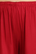 PAVONINE Maroon Color Straight Fit Rayon Fabric Palazzo | Grocsy