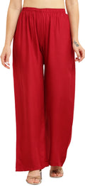 PAVONINE Maroon Color Straight Fit Rayon Fabric Palazzo | Grocsy