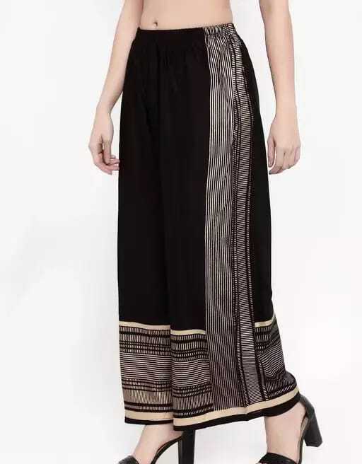 PAVONINE Black Color Rayon Fabric Side Print Palazzo For Women | Grocsy