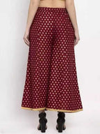 PAVONINE Maroon Color Rayon Fabric Sun Print Palazzo For Women | Grocsy