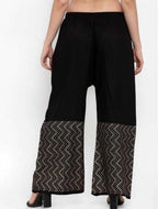 PAVONINE Black Color Rayon Fabric Zig-Zag Printed Palazzo For Women | Grocsy