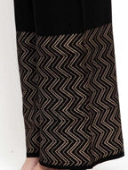 PAVONINE Black Color Rayon Fabric Zig-Zag Printed Palazzo For Women | Grocsy