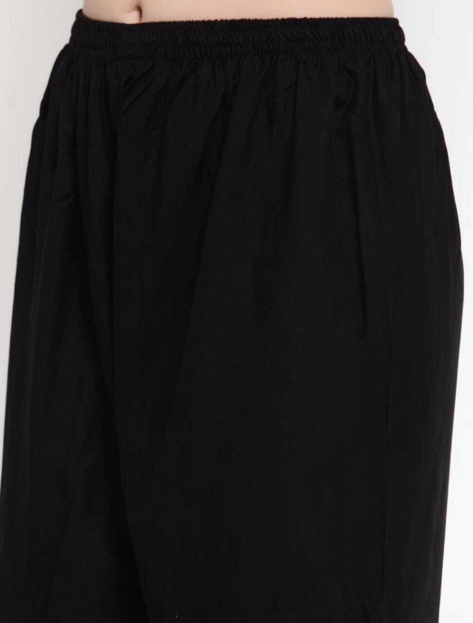 PAVONINE Black Color Rayon Fabric Zig-Zag Printed Palazzo For Women | Grocsy