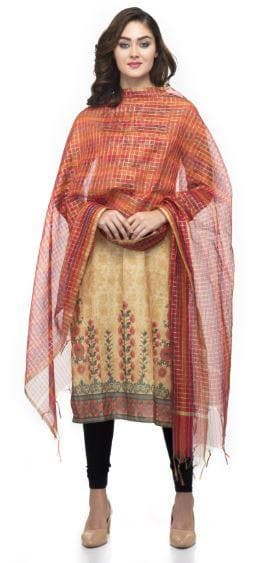 A R Silk Women's Chanderi Zari Embroidery Multi Regular Dupatta | Grocsy