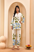 Vaasva Women White Placement Floral Printed Cord Set | Grocsy
