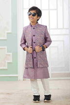 Raivat Ethnic Art Silk Embroidery Work 3 Pics Jacket Set In Onion Pink Colour | Grocsy