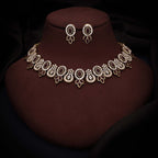 Tehzeeb Creations Gold-Polished Maroon Colour Choker With Dangle Earrings - Swadesiicart
