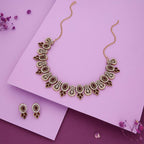 Tehzeeb Creations Gold-Polished Maroon Colour Choker With Dangle Earrings - Swadesiicart