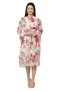 PAVONINE Pink Color Flower Printed Straight Dress For Women | Grocsy