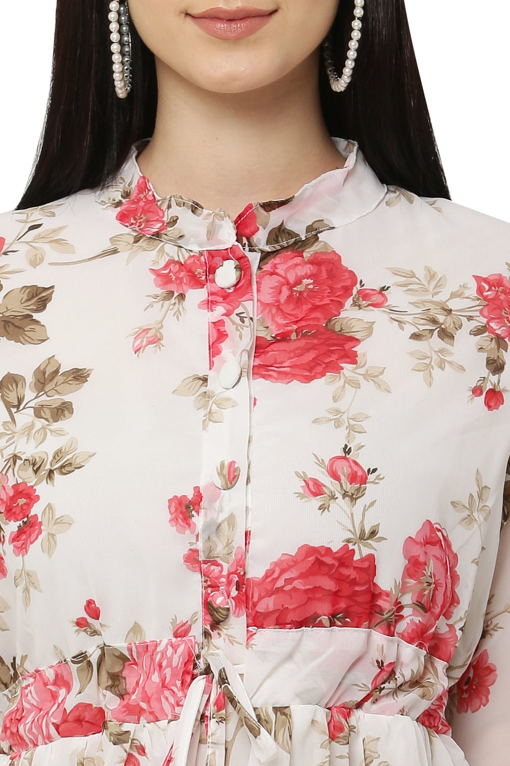 PAVONINE Pink Color Flower Printed Straight Dress For Women | Grocsy