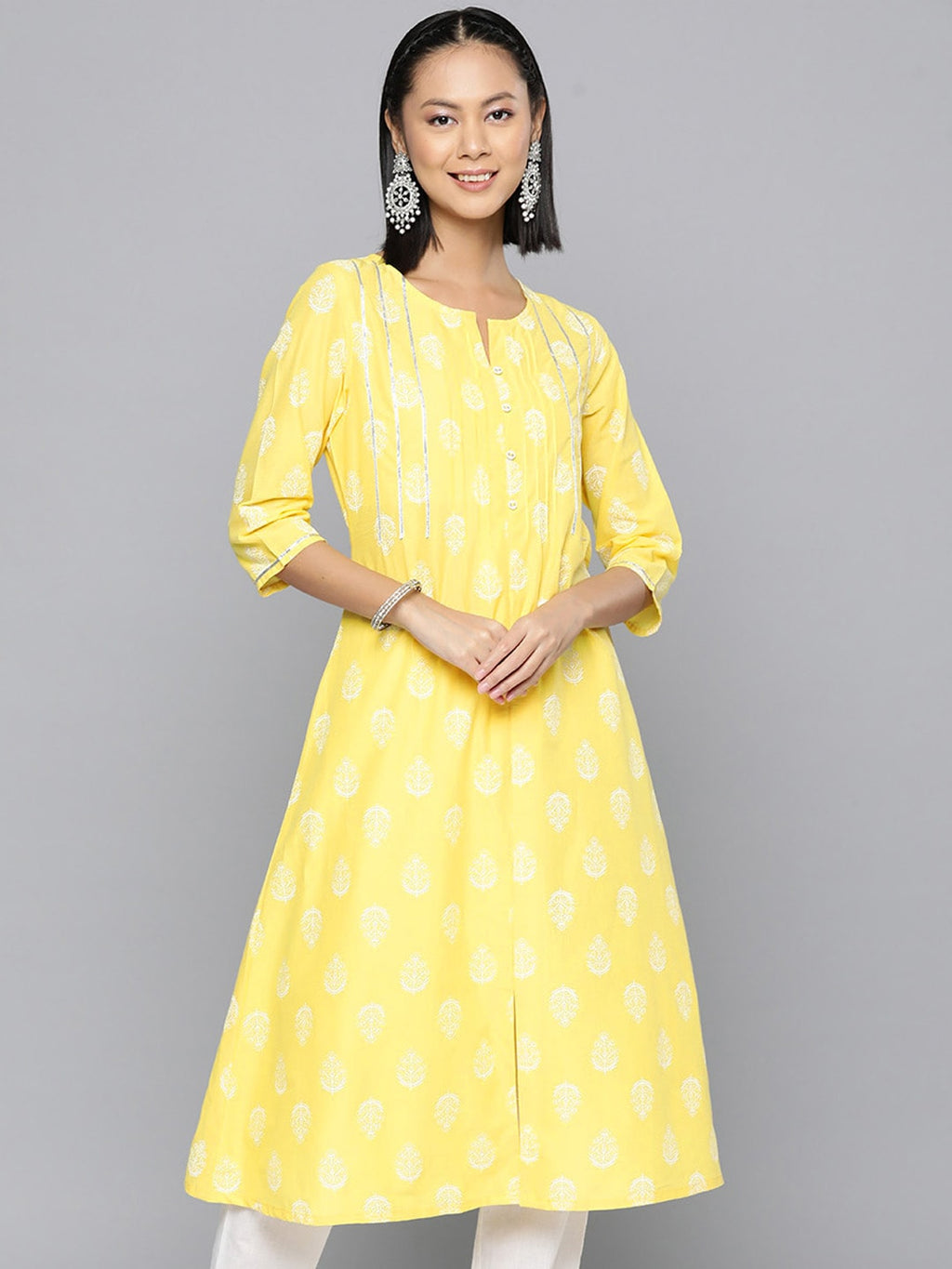 HERE&NOW Ethnic Motifs Printed A-Line Kurta | Grocsy