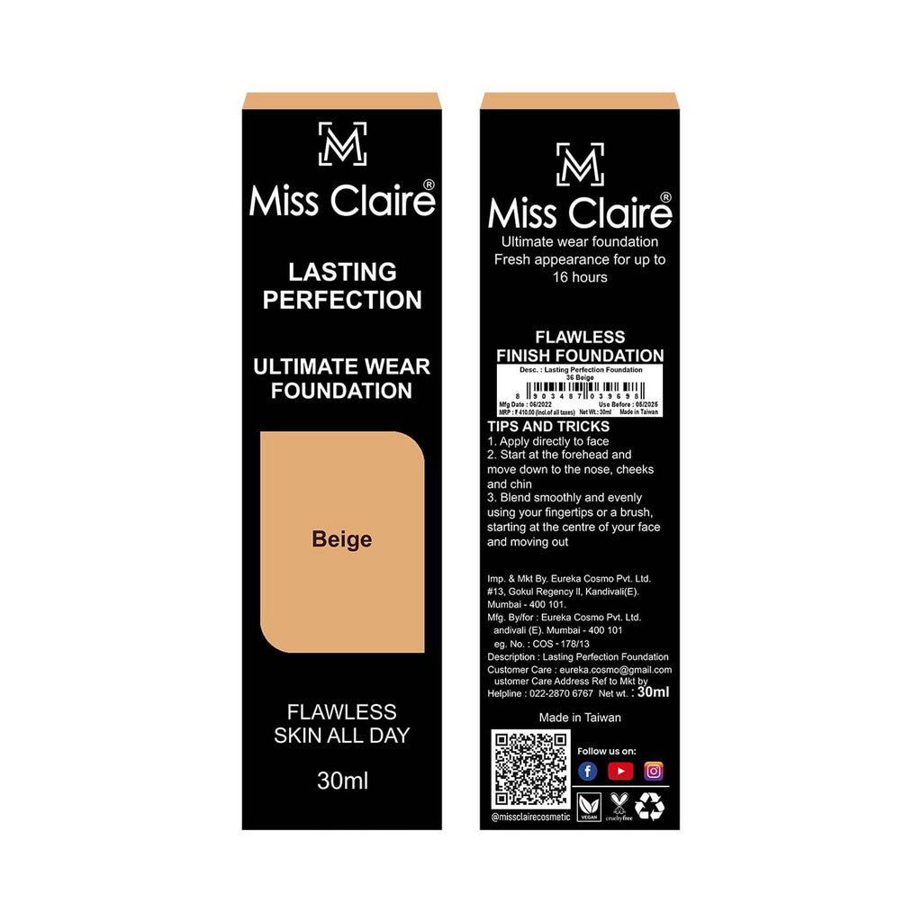 Miss Claire Lasting Perfection Ultimate Wear Foundation - 36 Beige | Grocsy