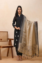 Vaasva Women Black Embroidered Suit Set | Grocsy
