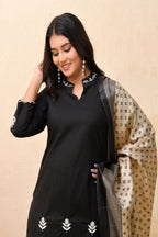 Vaasva Women Black Embroidered Suit Set | Grocsy