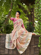 Tikhi Imli Peach Tie and Dye Gotta Patti Organza Saree | Grocsy