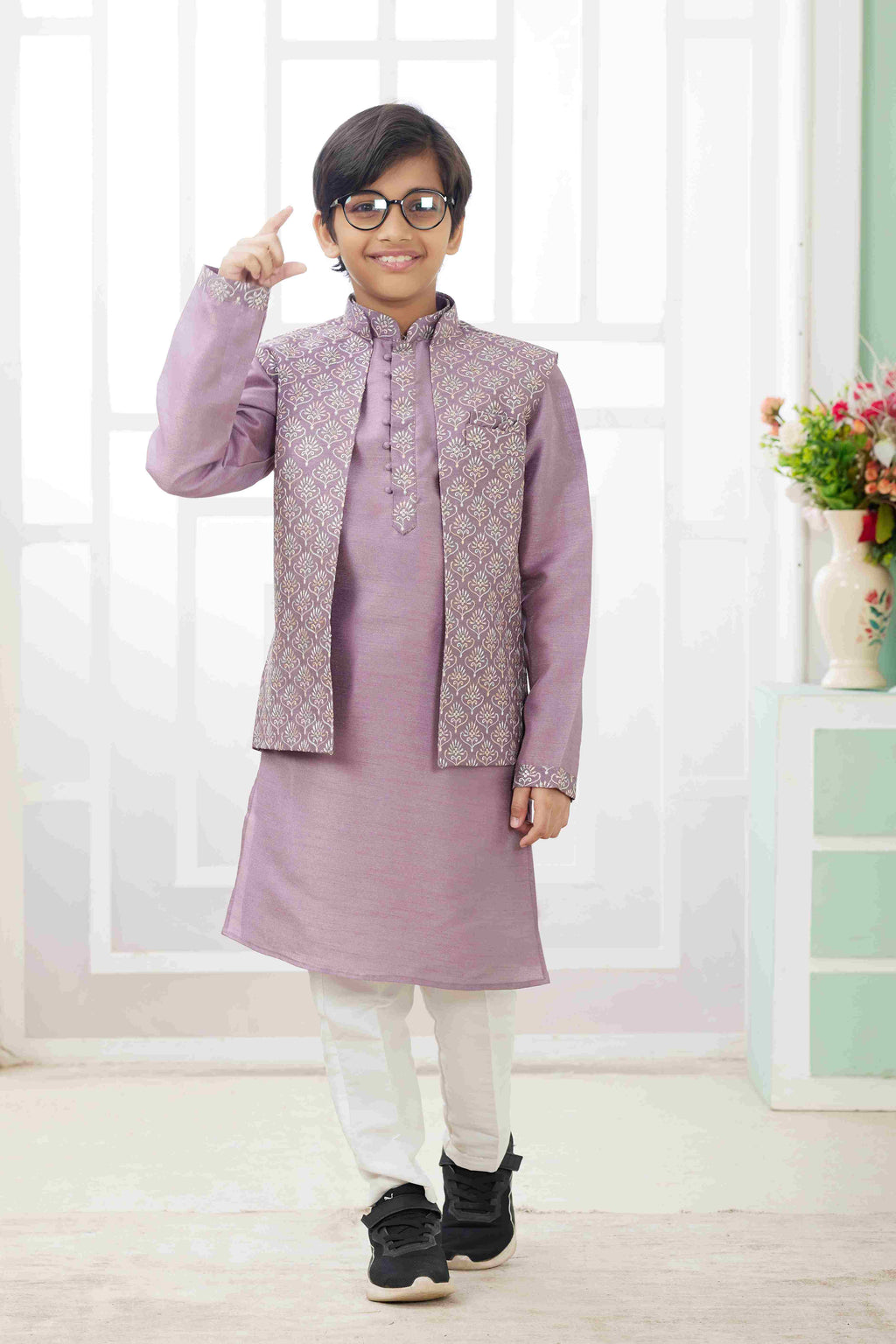 Raivat Ethnic Art Silk Embroidery Work 3 Pics Jacket Set In Dark Onion Pink Colour | Grocsy