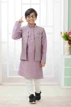 Raivat Ethnic Art Silk Embroidery Work 3 Pics Jacket Set In Dark Onion Pink Colour | Grocsy