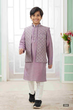 Raivat Ethnic Art Silk Embroidery Work 3 Pics Jacket Set In Dark Onion Pink Colour | Grocsy