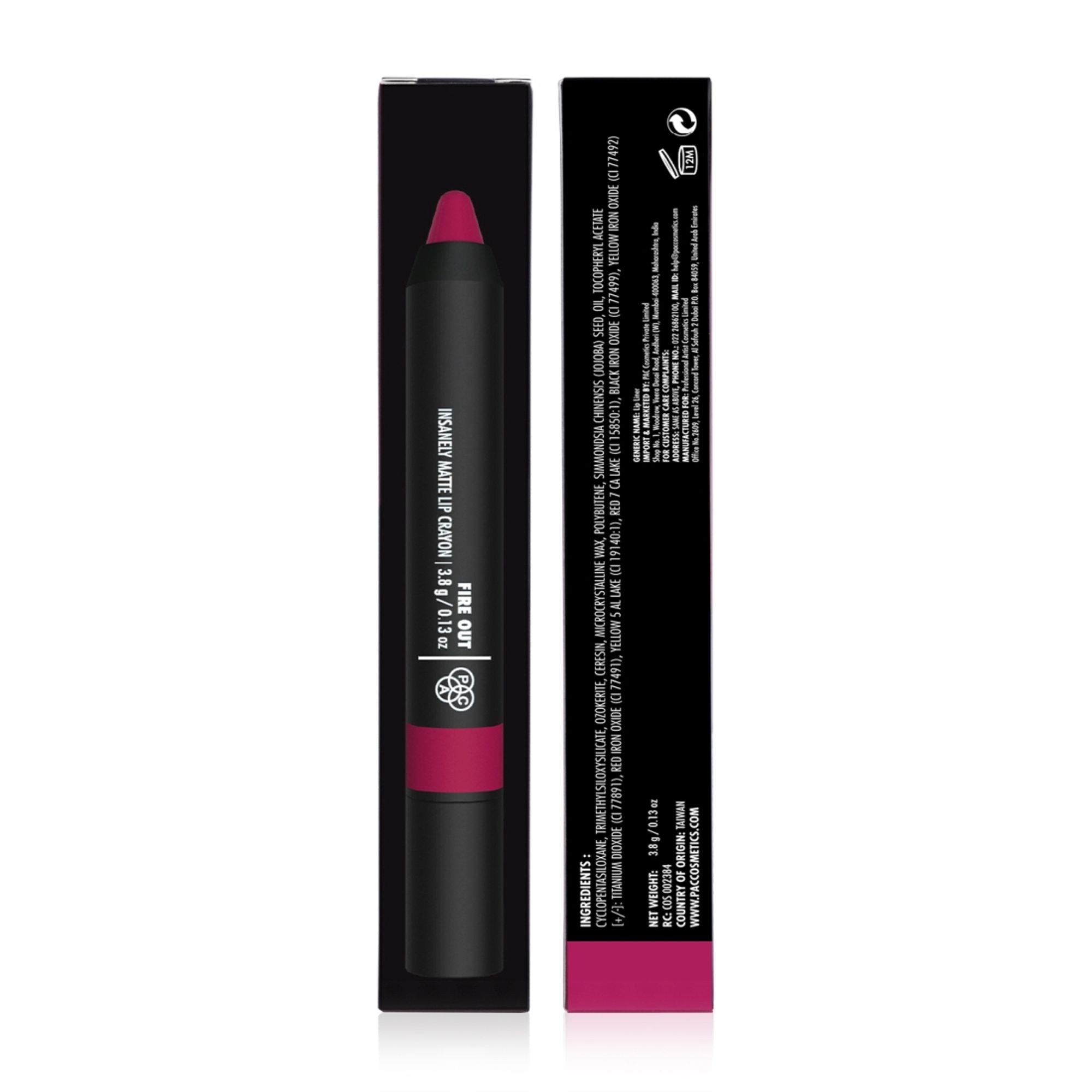 PAC Studio Insanely Matte Lip Crayon - Fire Out | Grocsy