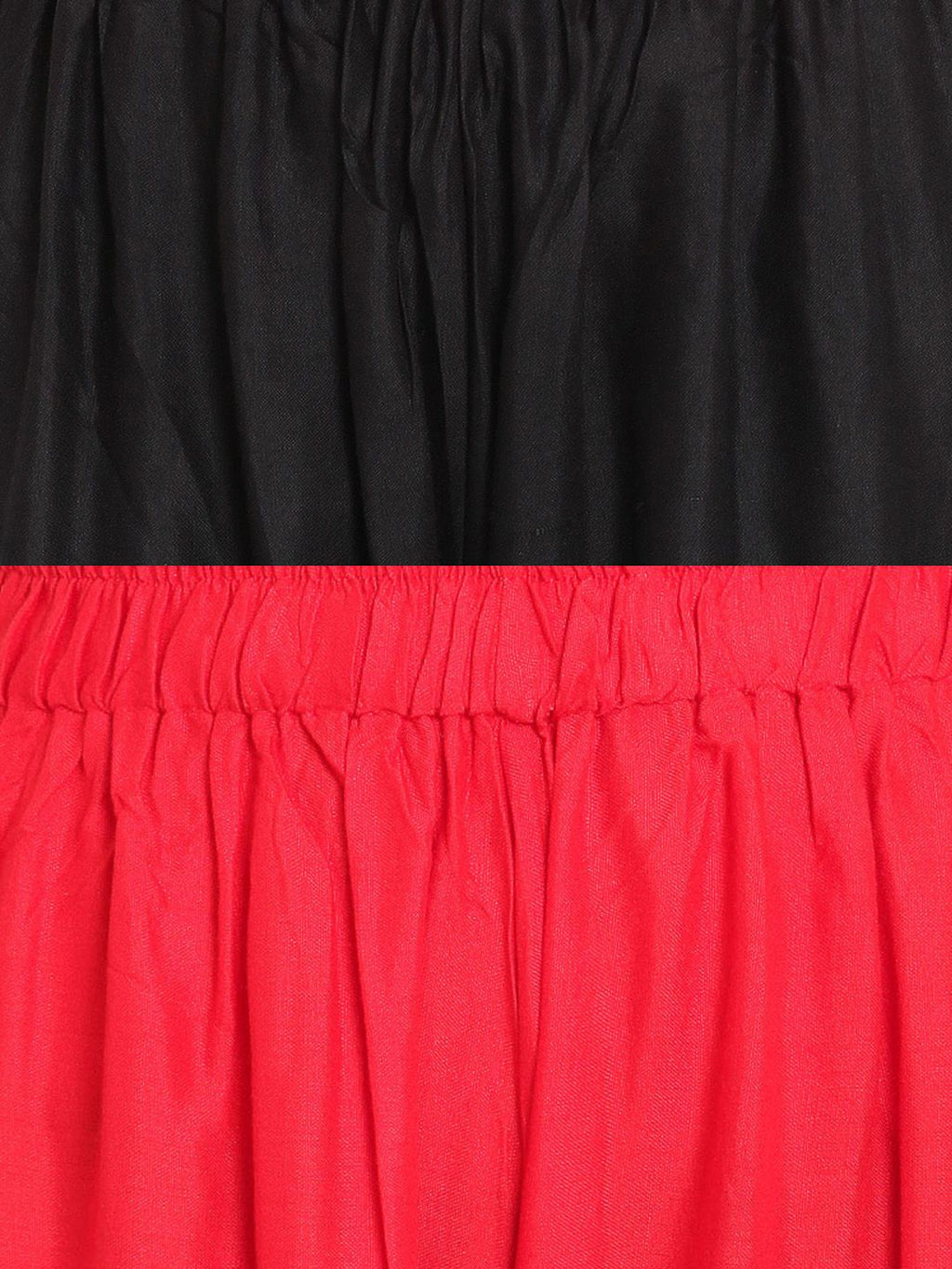 TAG 7 Women Pack of 2 Black & Red Solid Flared Palazzos | Grocsy