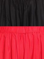 TAG 7 Women Pack of 2 Black & Red Solid Flared Palazzos | Grocsy