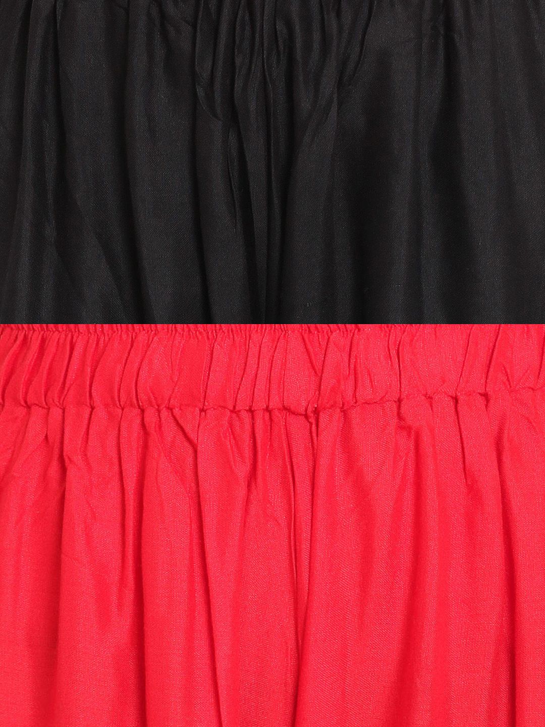 TAG 7 Women Pack of 2 Black & Red Solid Flared Palazzos | Grocsy