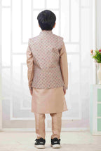 Raivat Ethnic Art Silk Embroidery Work 3 Pics Jacket Set In Peach Colour | Grocsy