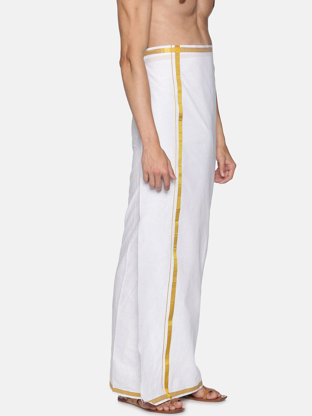 Sethukrishna Men White Solid Cotton Dhoti (GENIE-67335) | Grocsy