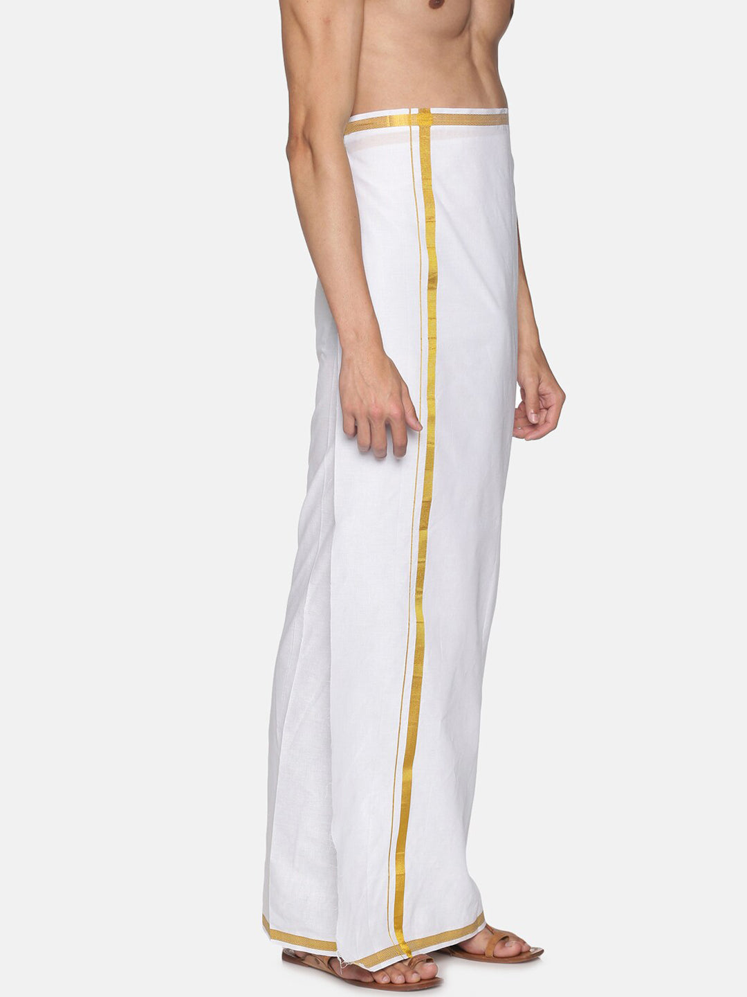 Sethukrishna Men White Solid Cotton Dhoti (GENIE-67335) | Grocsy