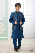 Raivat Ethnic Art Silk Embroidery Work 3 Pics Jacket Set In Teal Blue Colour | Grocsy