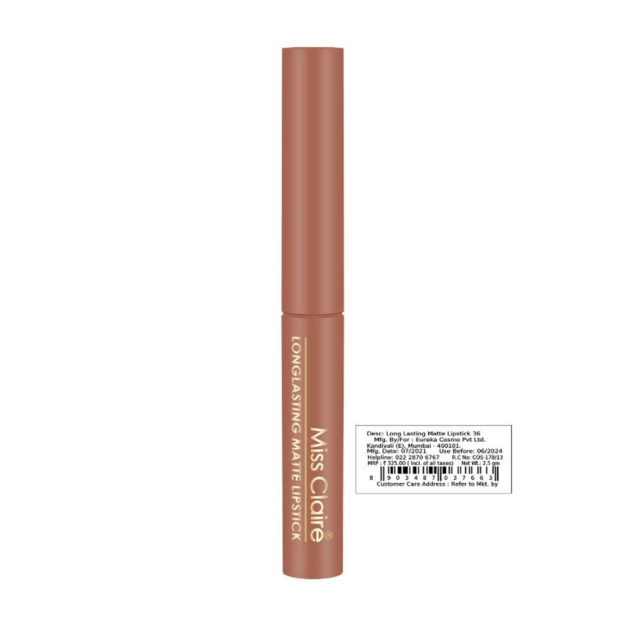 Miss Claire Long Lasting Matte Lipstick - Nude Brown 36 | Grocsy