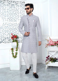 Raivat Ethnic Mens Art Silk Thread Work Indo Western In Purple Colour | Grocsy