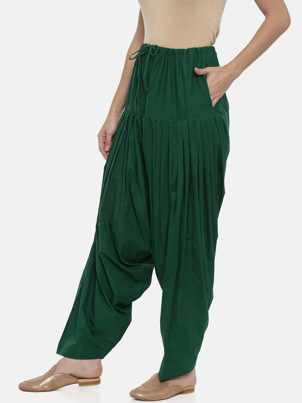 Souchii Women Green Pure Cotton Patiala | Grocsy