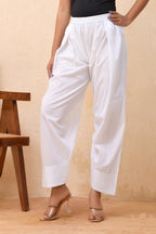 Vaasva Women White Solid Farshi Pant | Grocsy