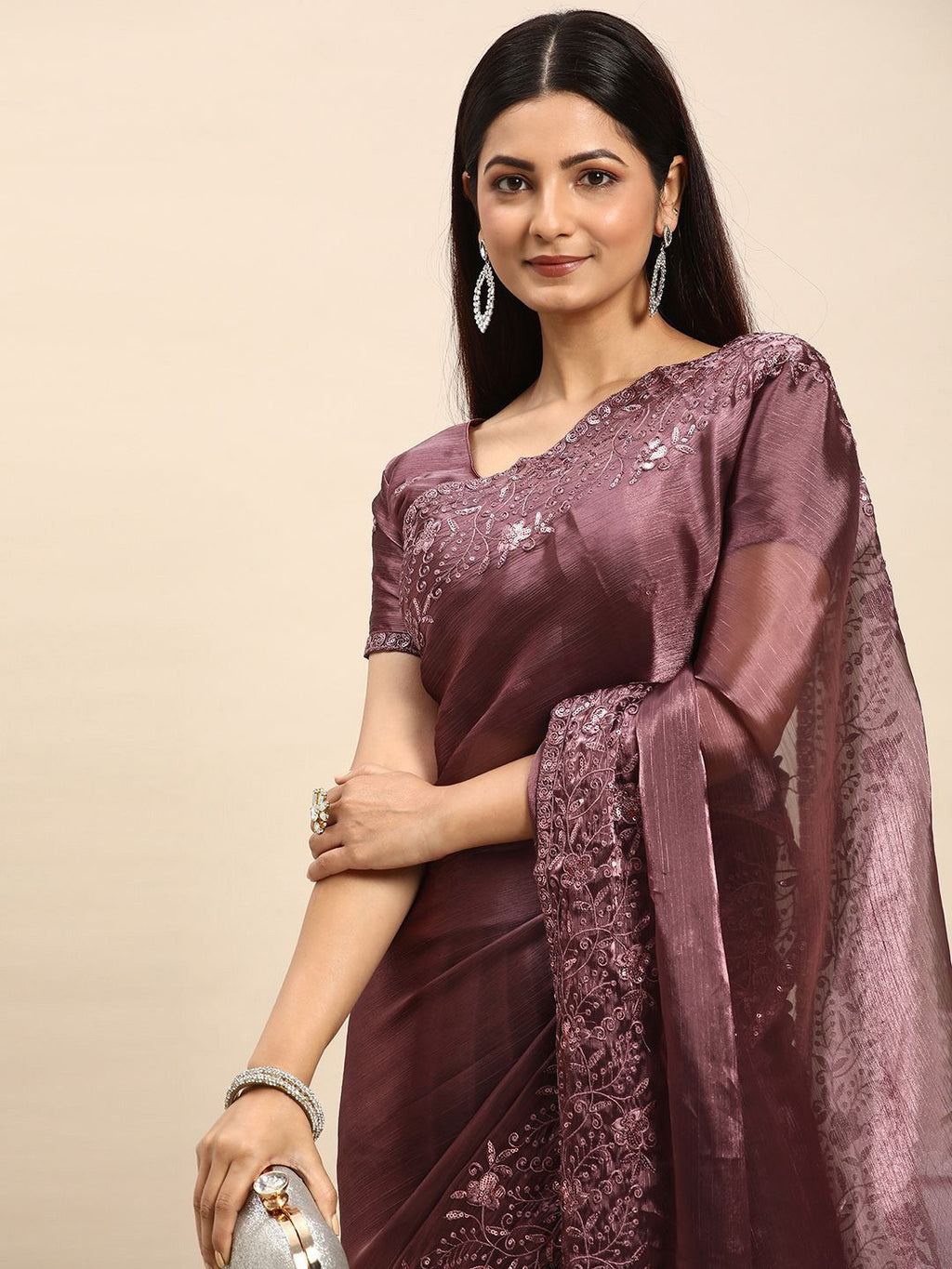 kasee Embroidered Organza Saree | Grocsy