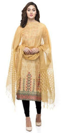 A R Silk Women's Joot Cotton Buta Cutt Golden Regular Dupatta | Grocsy