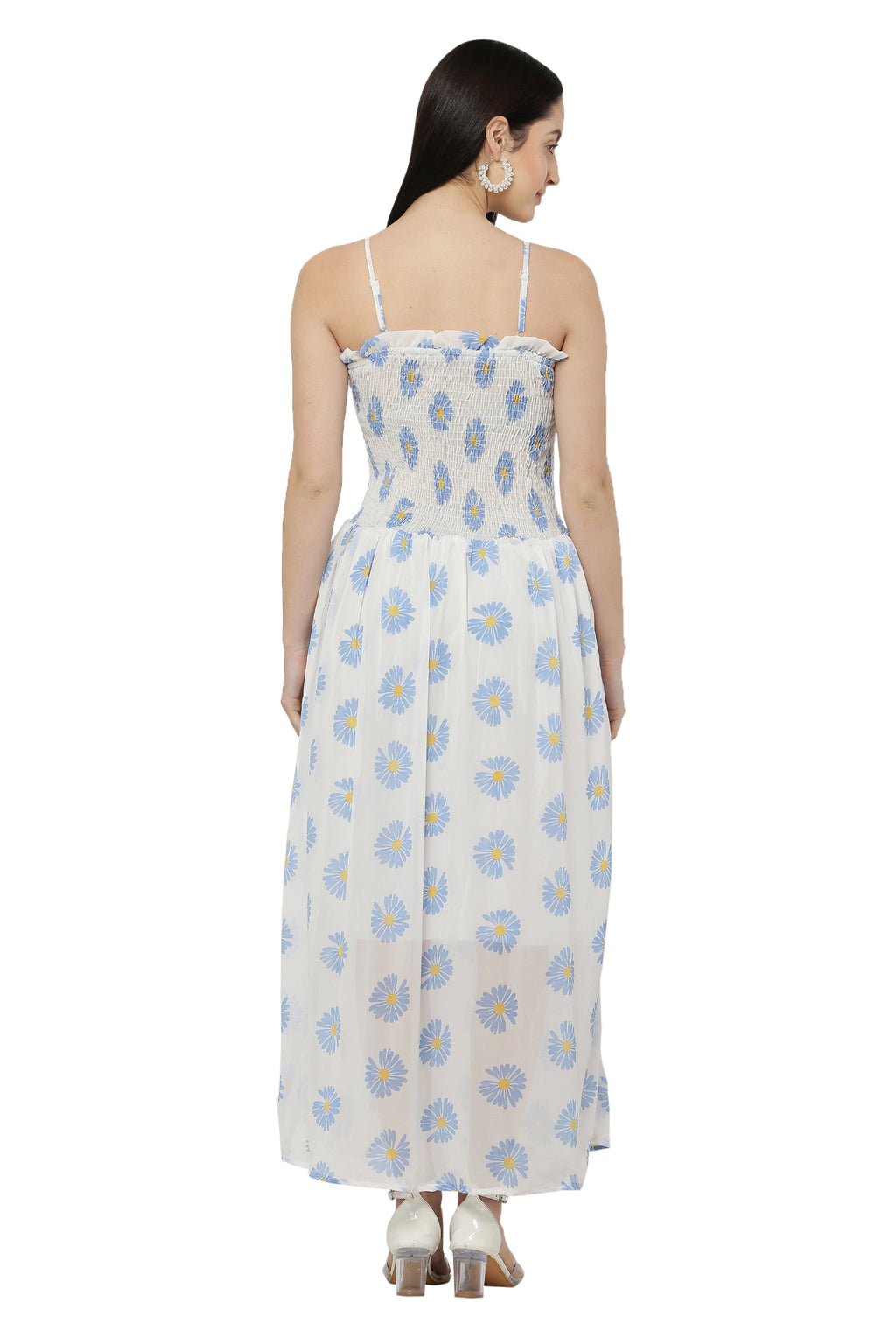 PAVONINE Pink Color Flower Printed Lace Bottom Dress For Women | Grocsy