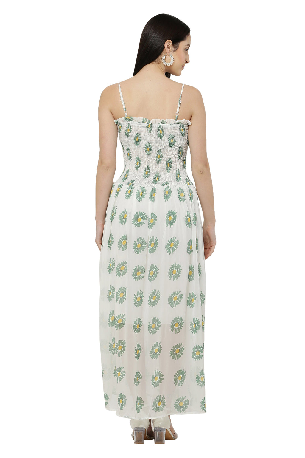 PAVONINE Yellow Color Flower Printed Lace Bottom Dress For Women | Grocsy