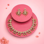 Tehzeeb Creations Gold-Polished Yellow Colour Choker With Dangle Earrings | Grocsy