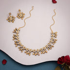 Tehzeeb Creations Gold-Polished Yellow Colour Choker With Dangle Earrings | Grocsy