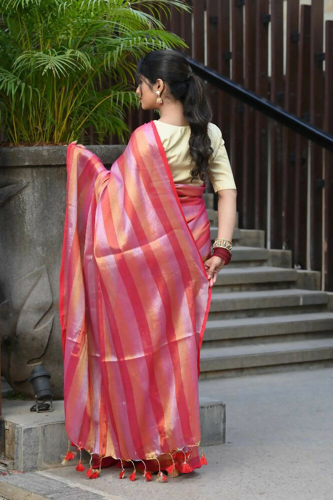 Beatitude Multicolor Tissue Silk Saree | Grocsy