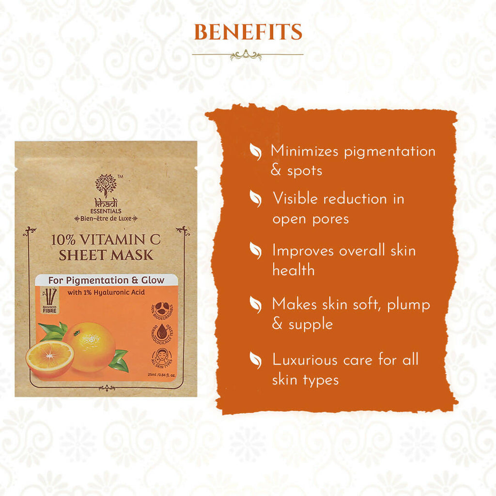 Khadi Essentials 10% Vitamin C Sheet Mask | Grocsy