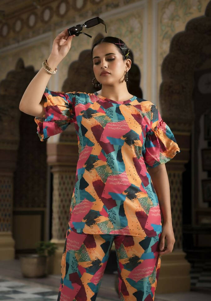 Women's Casual Fashionable Multi Muslin co-ord set - Rooh | Grocsy