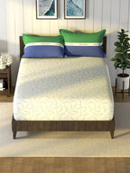 Nautica Noridge Green & Blue Floral Cotton 160 TC King Bedsheet With 2 Pillow Covers | Grocsy