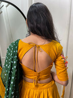 Vastranavya Navaratri Special Pure Cotton Plain With Gotta Patti Touch Up Lehenga Stitched Choli - Mustard | Grocsy