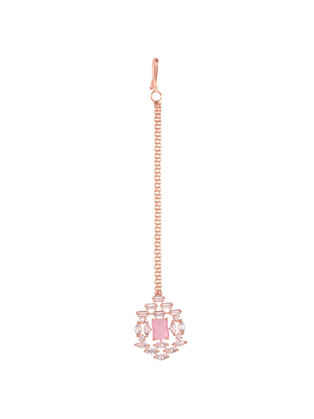 Saraf RS Jewellery Rose Gold-Polished & Pink AD Studded Handcrafted Jewellery Set | Grocsy