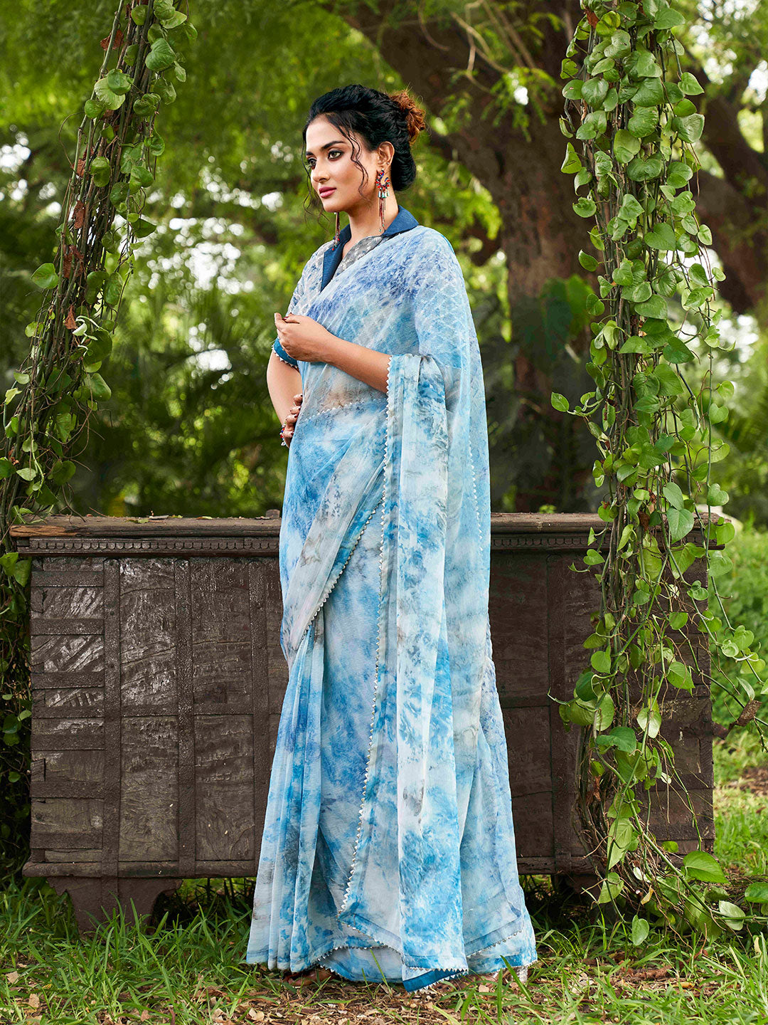 Tikhi Imli Tie and Dye Chiffon Saree | Grocsy