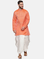 Sethukrishna Mens Orange Kurta with Dhoti Pants | Grocsy